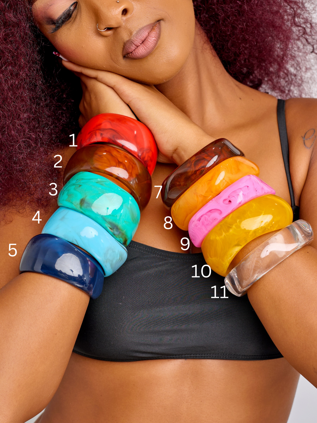 Stackable acrylic bangles