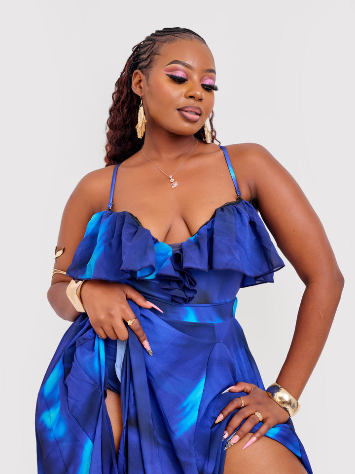 Illusion One-Piece Swimsuit with Flowing Cover Up