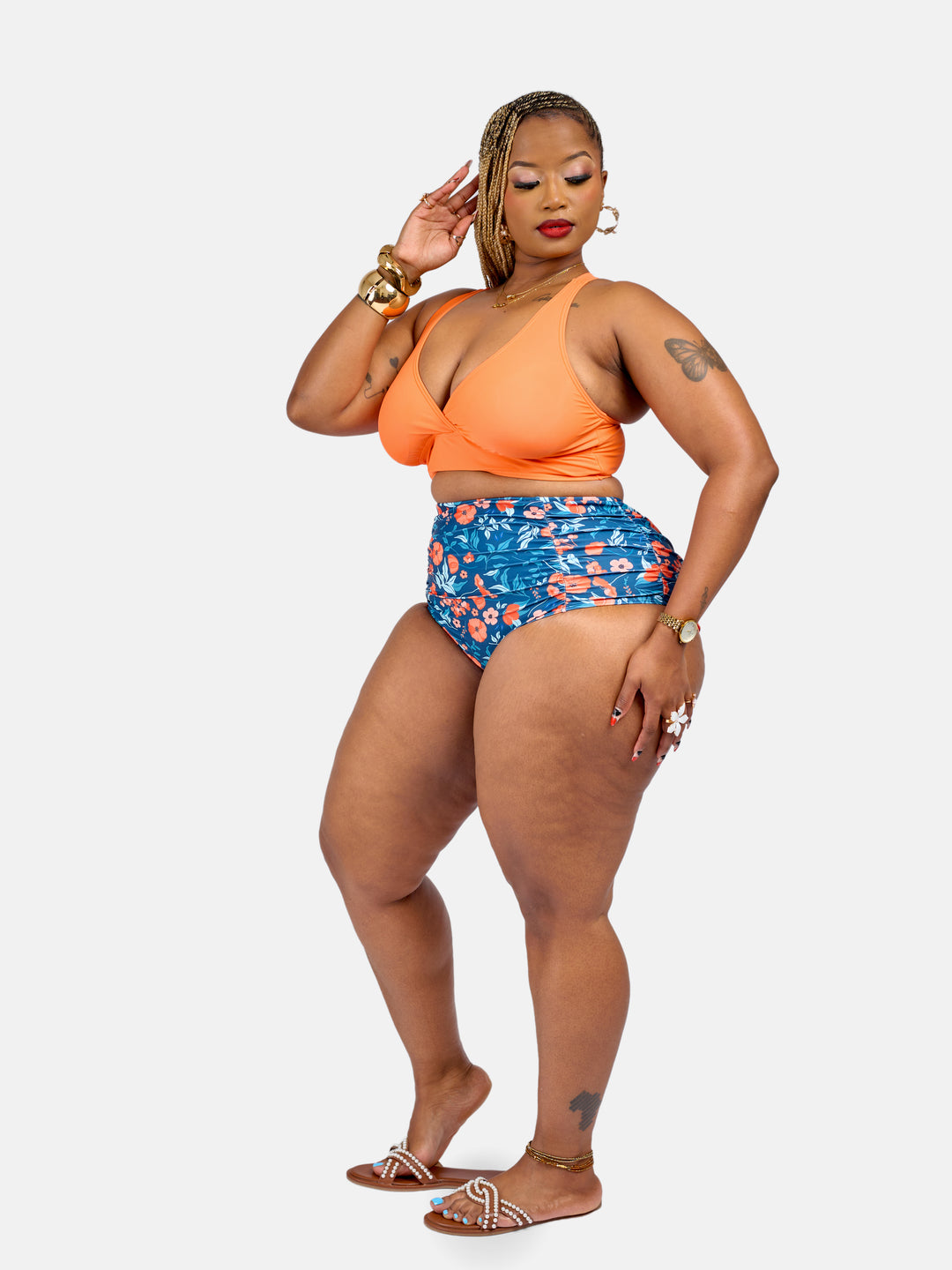 Supportive high waisted bikini set