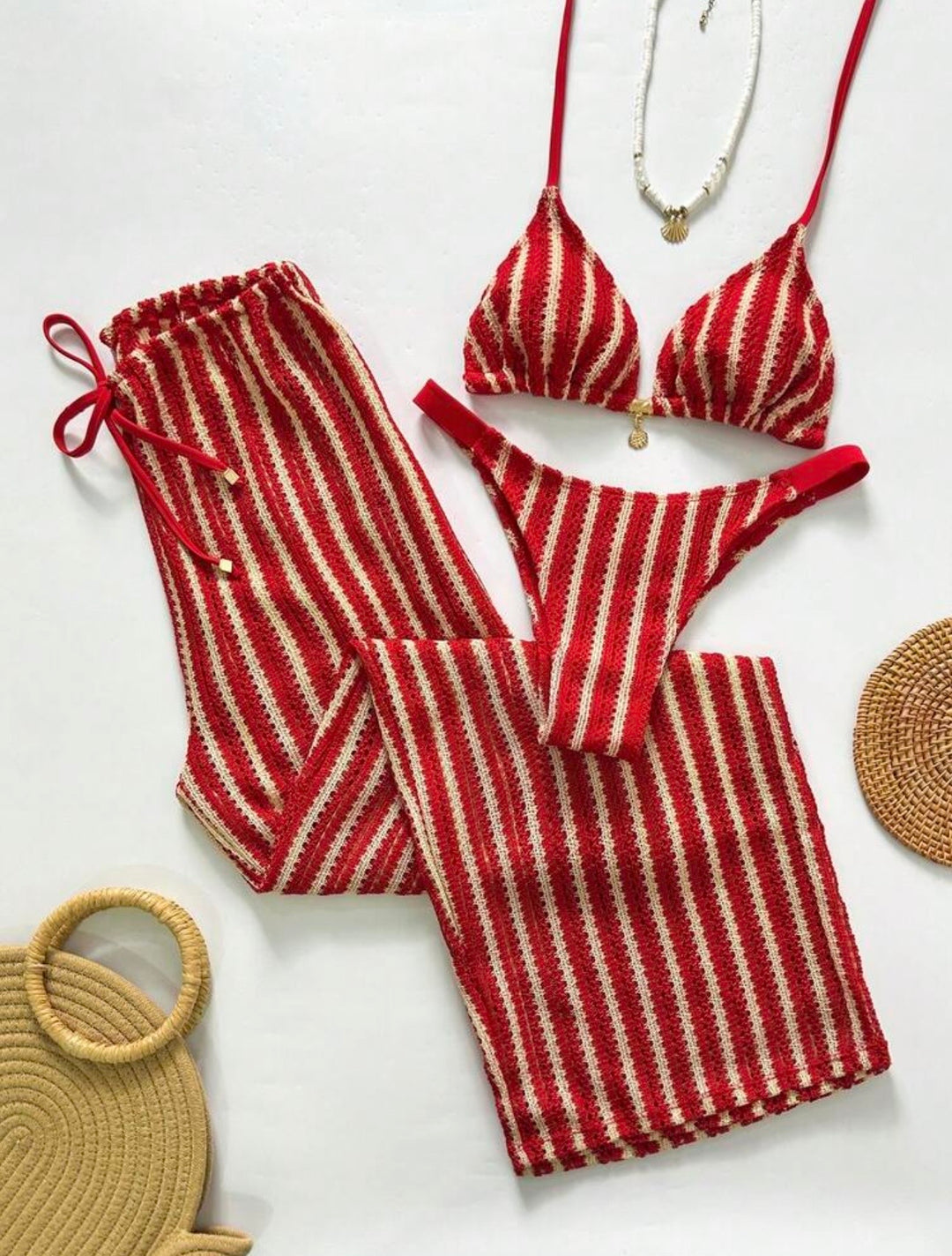 Women’s contrast stripe bikini set