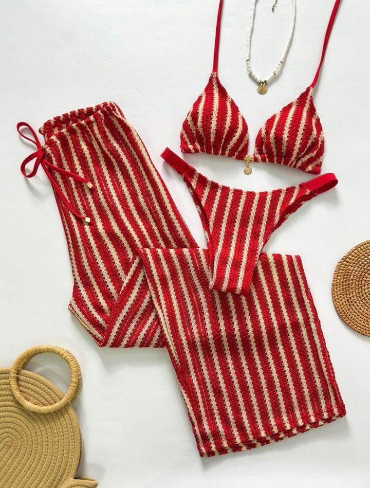 Women’s contrast stripe bikini set
