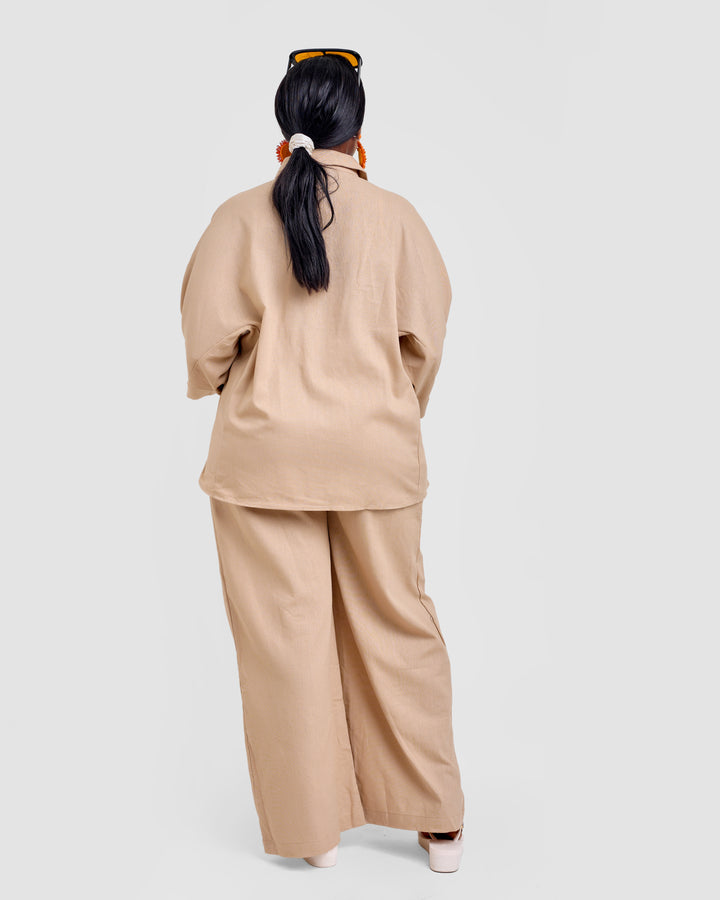 Linen blend 2pc trouser set