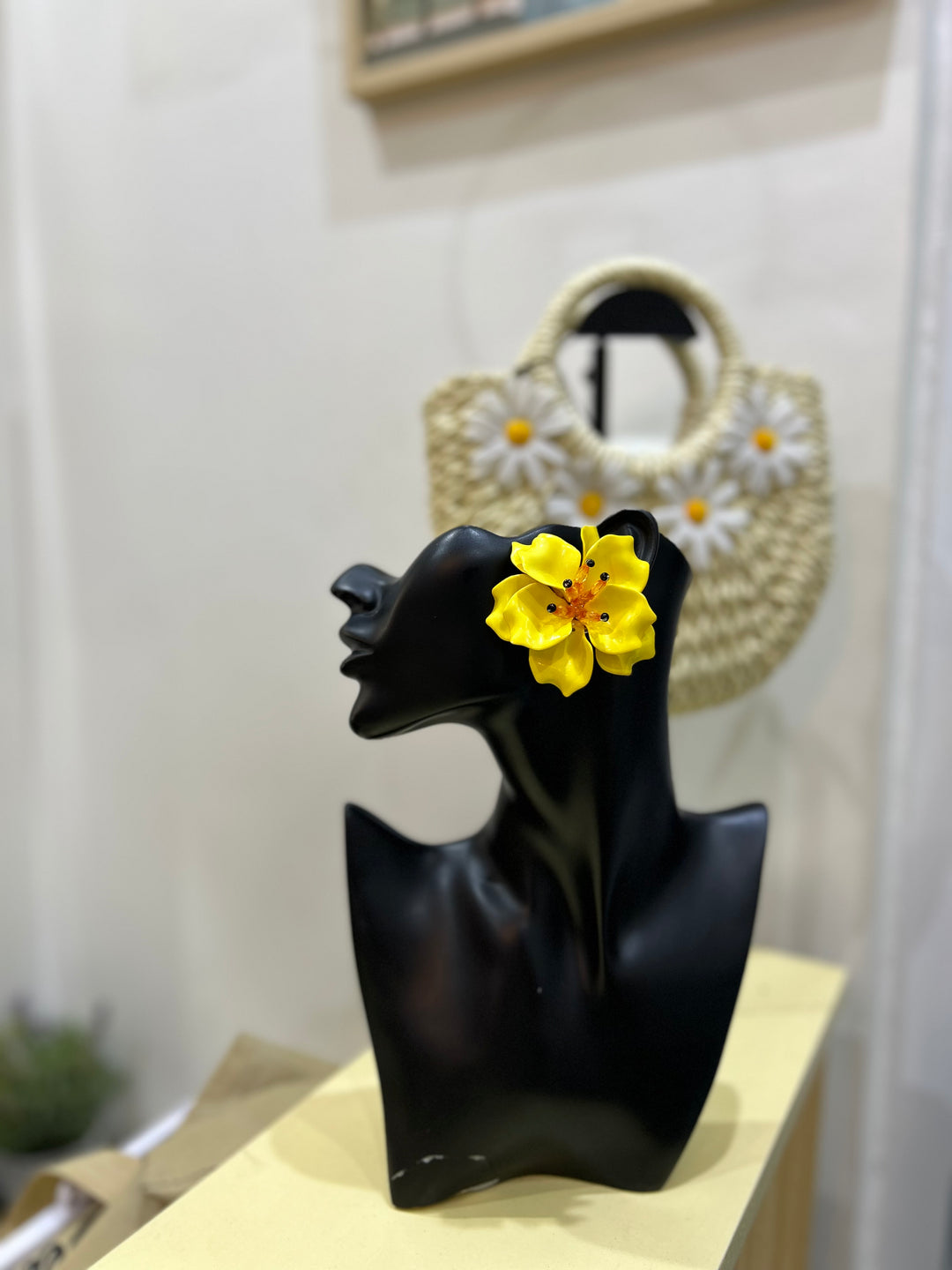 Yellow floral earrings