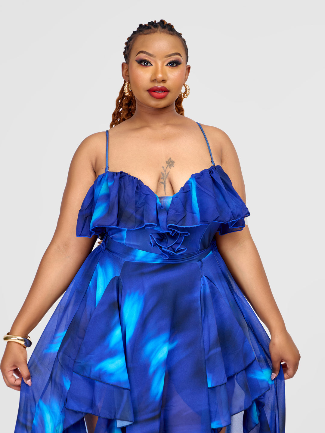 Illusion One-Piece Swimsuit with Flowing Cover Up