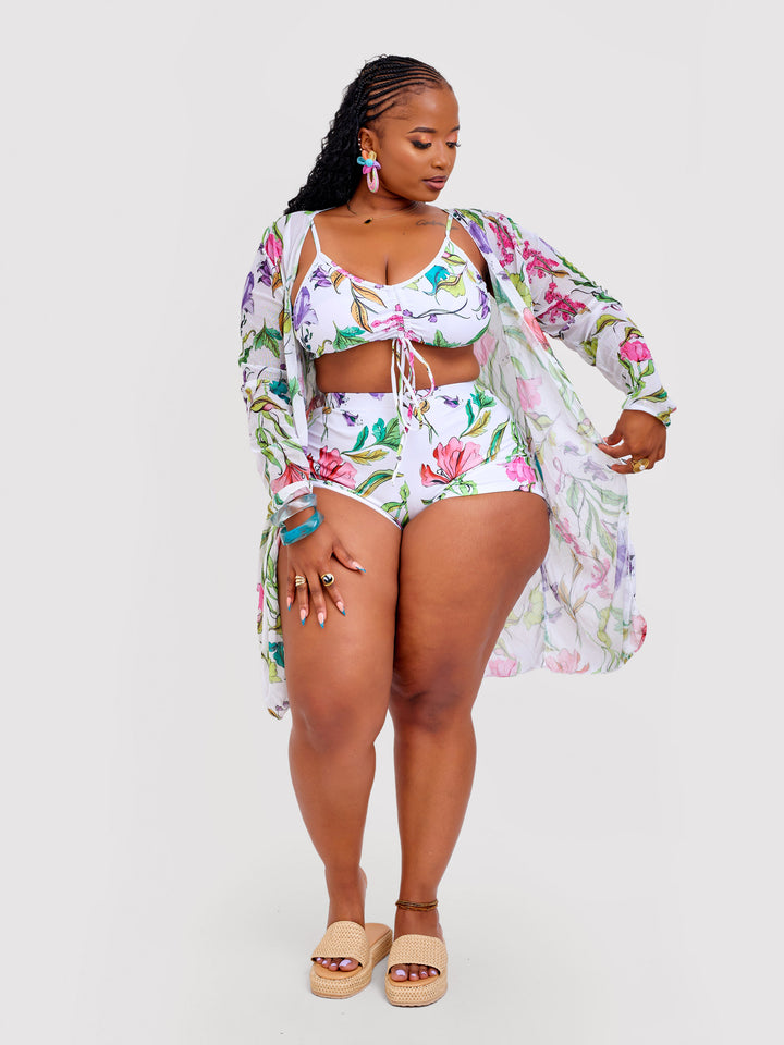 White floral 3pc short