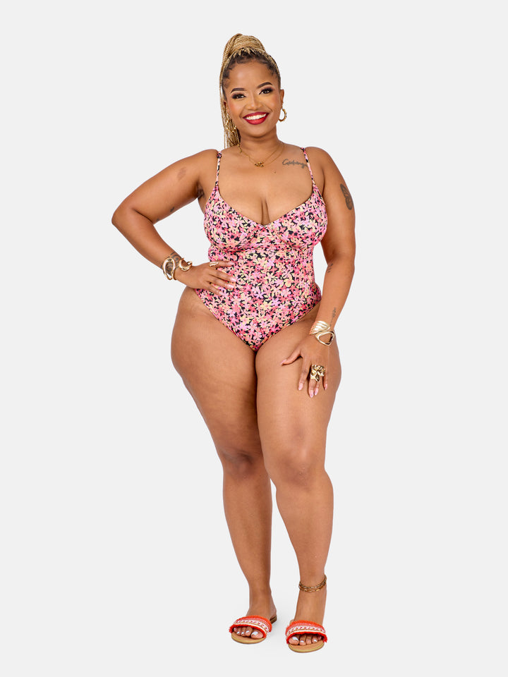 Floral underwire one piece