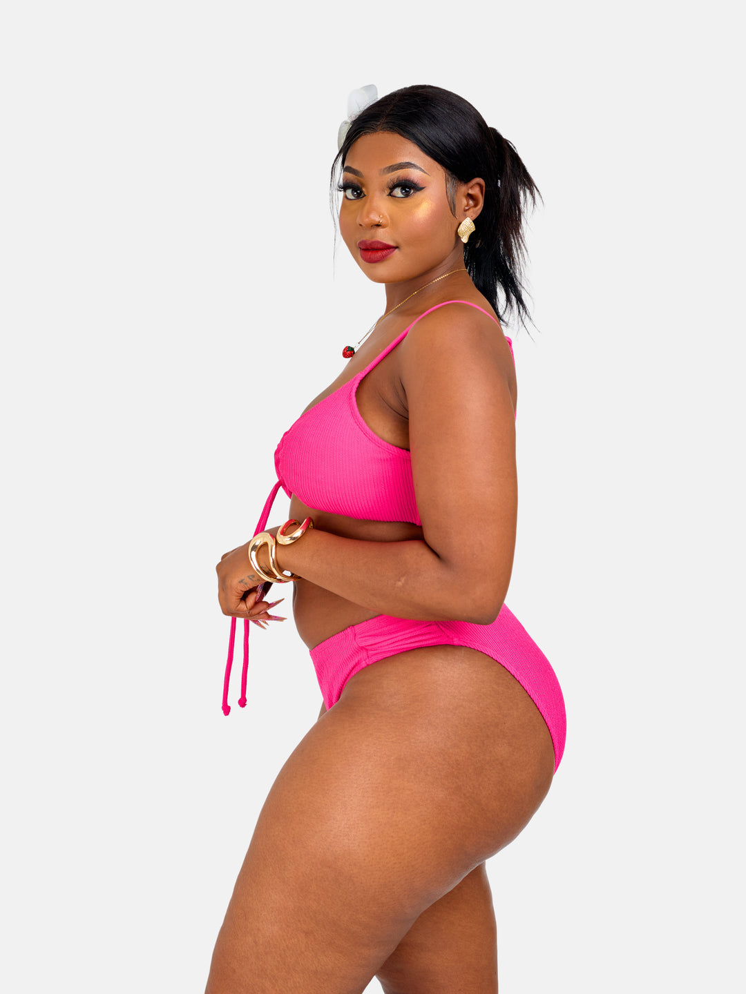 Ribbed high cut bikini
