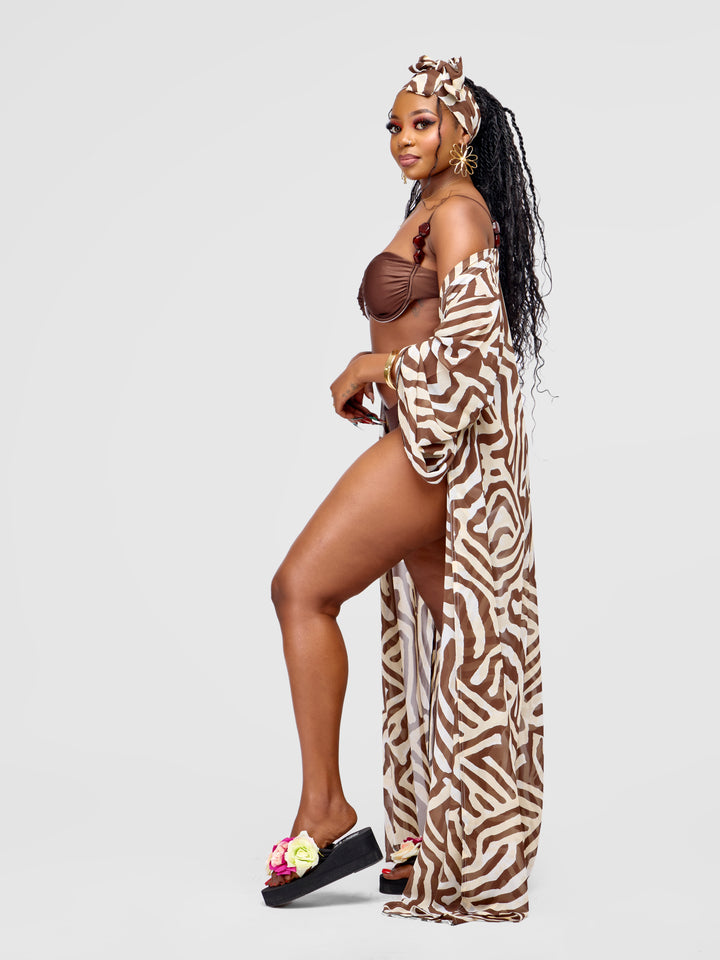 Striped long sleeve kimono