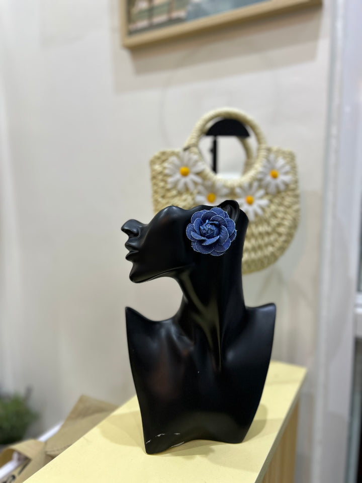 Denim floral earrings