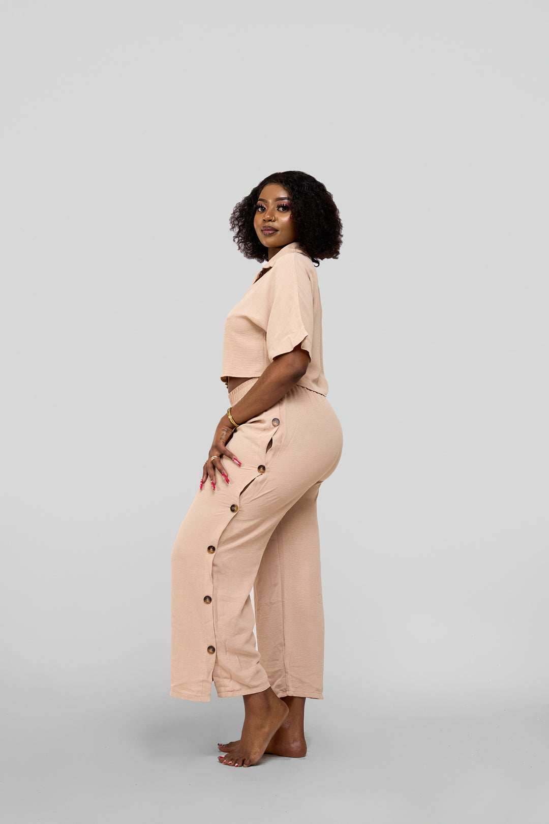 Nude 2pc midi trouser set