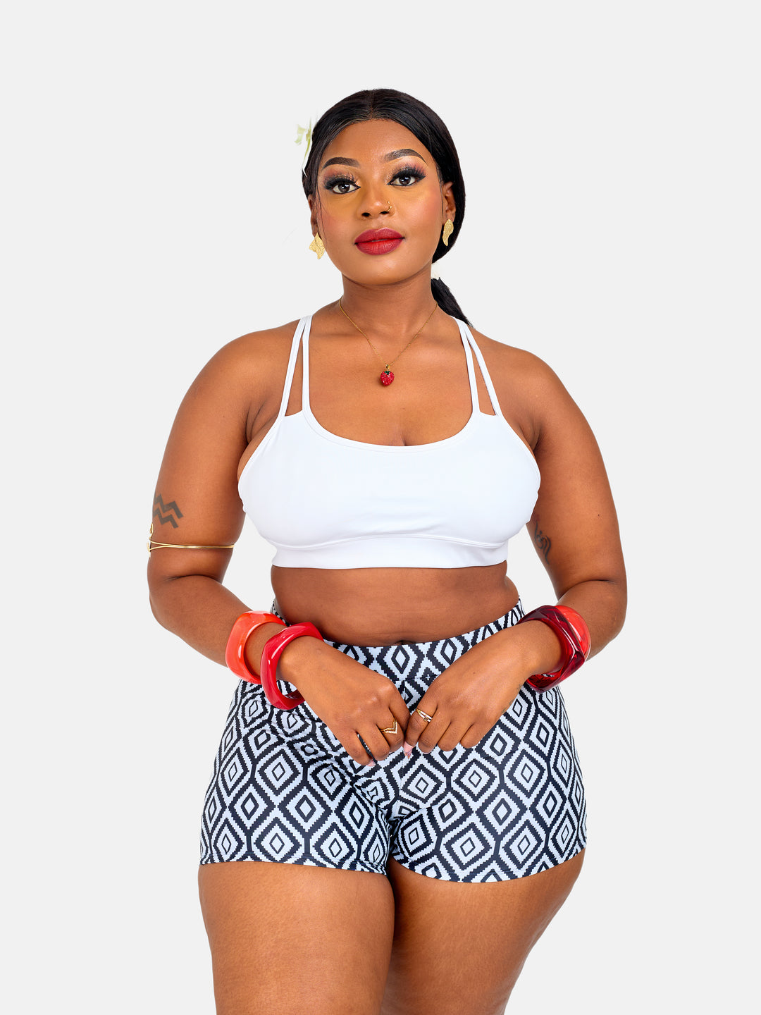 High waisted bikini shorts