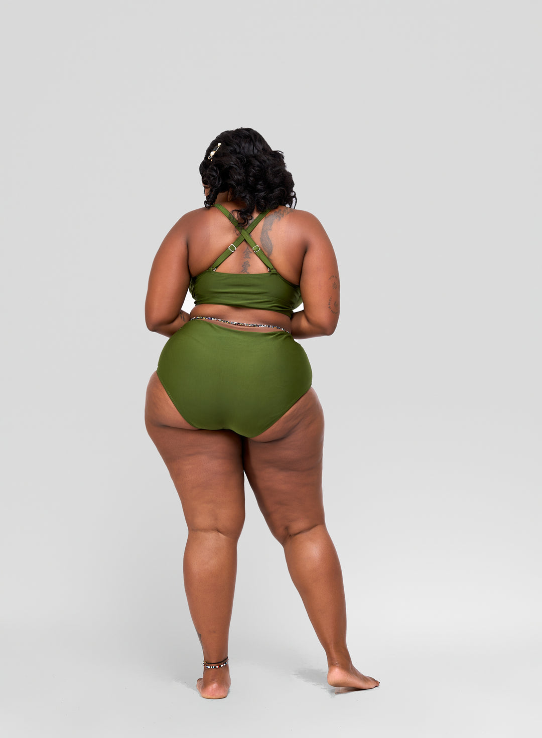 High waist bikini olive