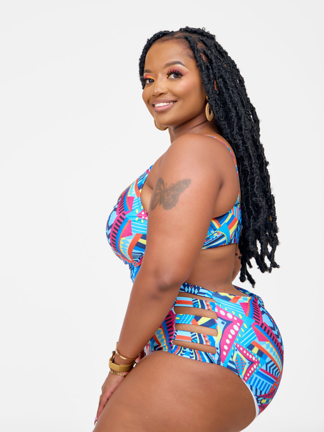 Blue geo one piece plus