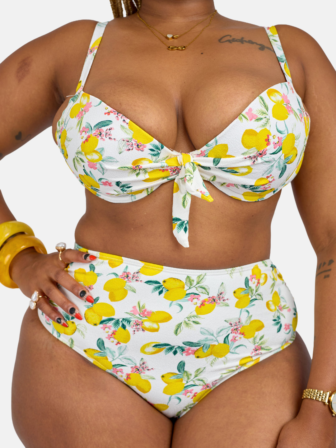 Lemon printed sculpting bikini