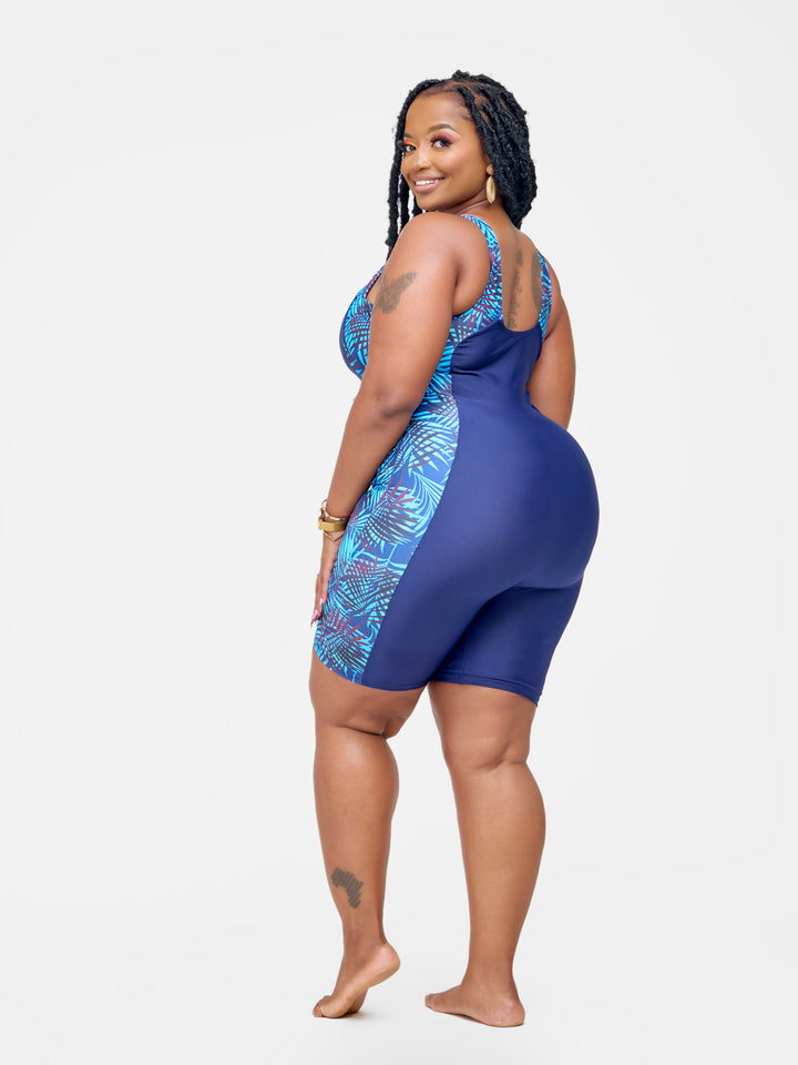 Navy side palm 1pc short
