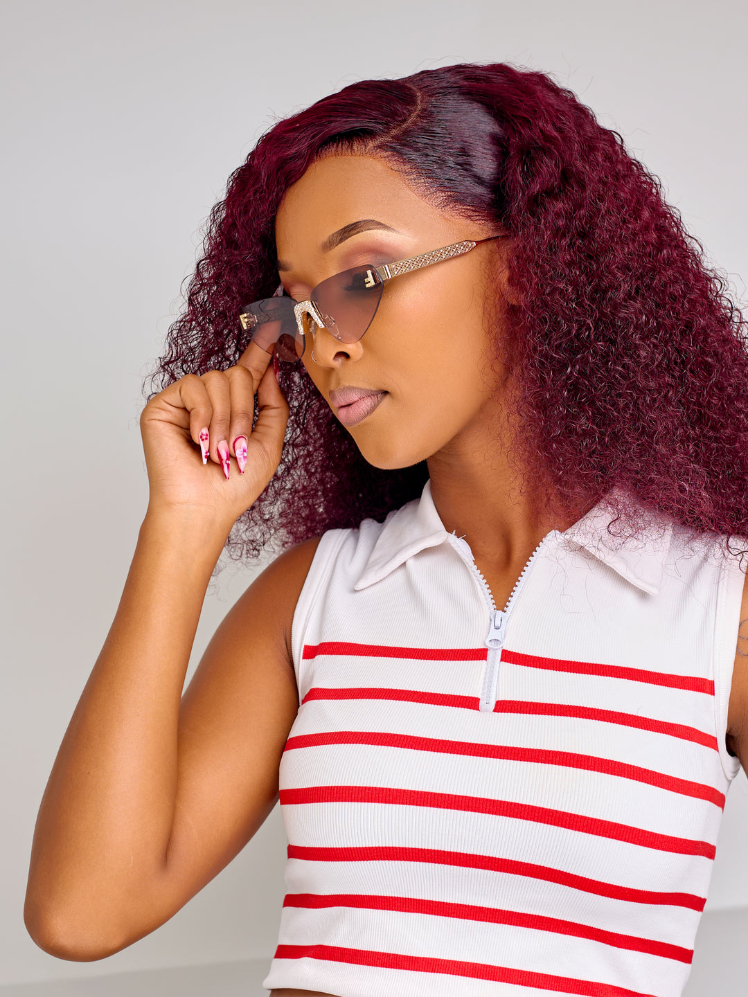 Cat eye rimless sunglasses