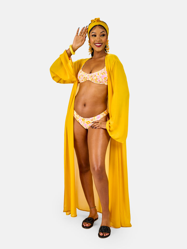 Plain belted kimono