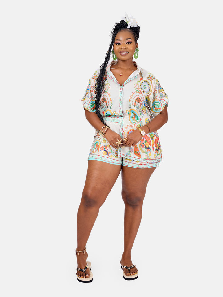 Vintage button down 2piece short set