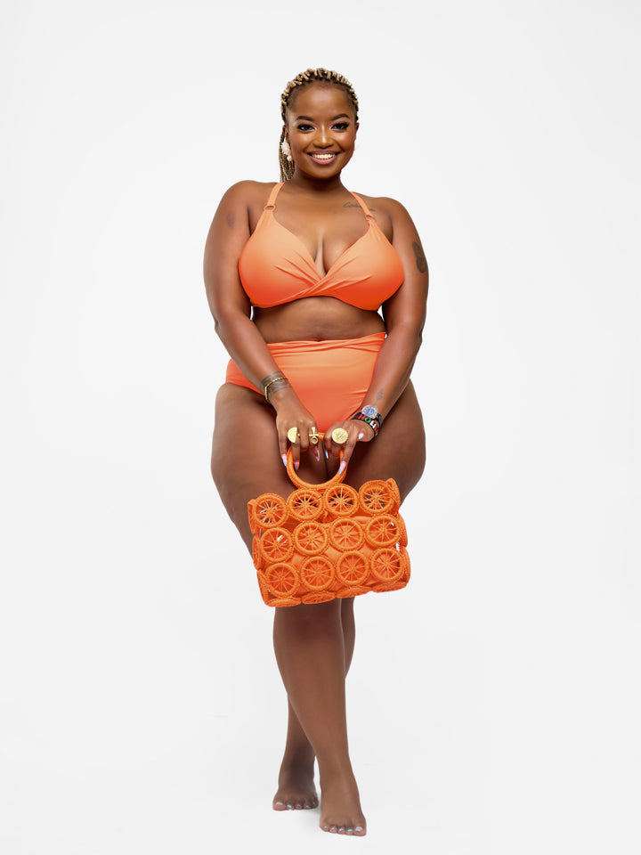 D cup high waist bikini orange