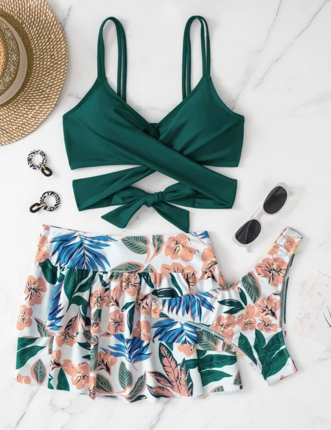 Floral bikini with skirt