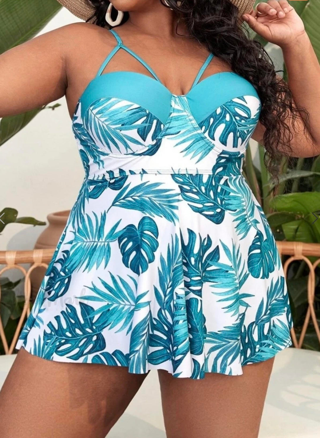 Mono tankini dress with a push up bra