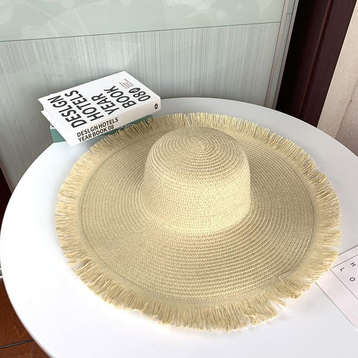 Medium brim sun hat with unfinished ends