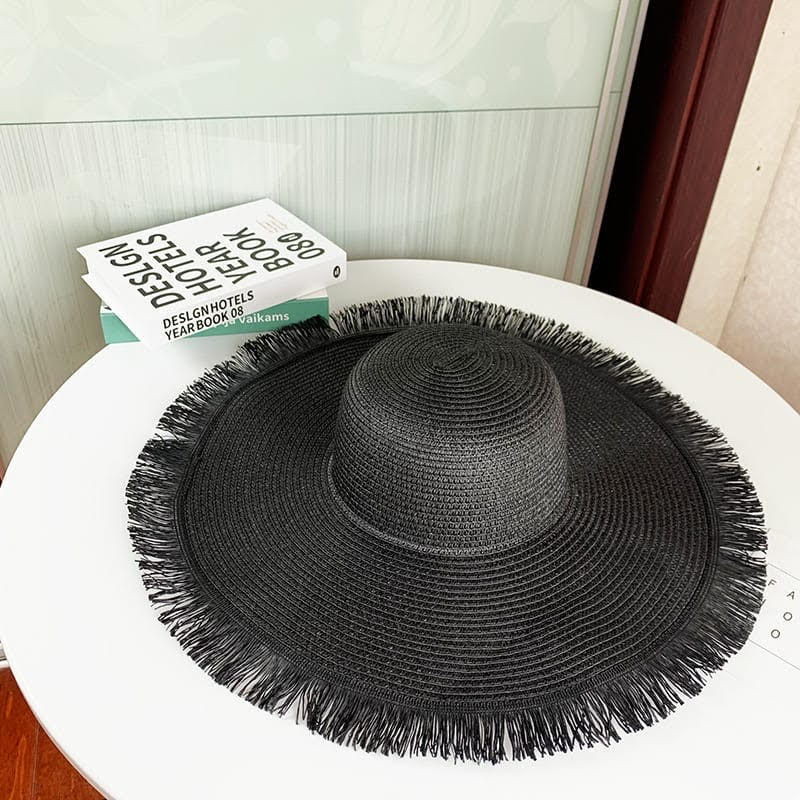 Medium brim sun hat with unfinished ends