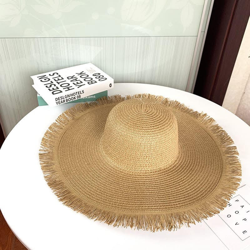 Medium brim sun hat with unfinished ends