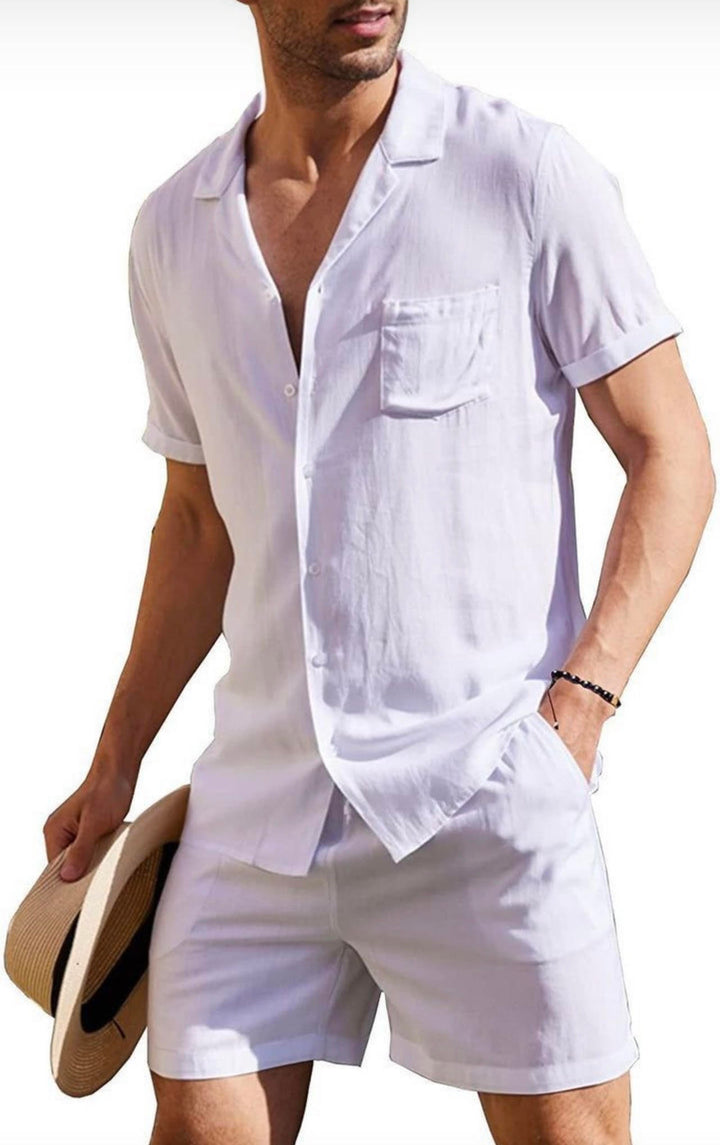 Men's button down short and shirt holiday set