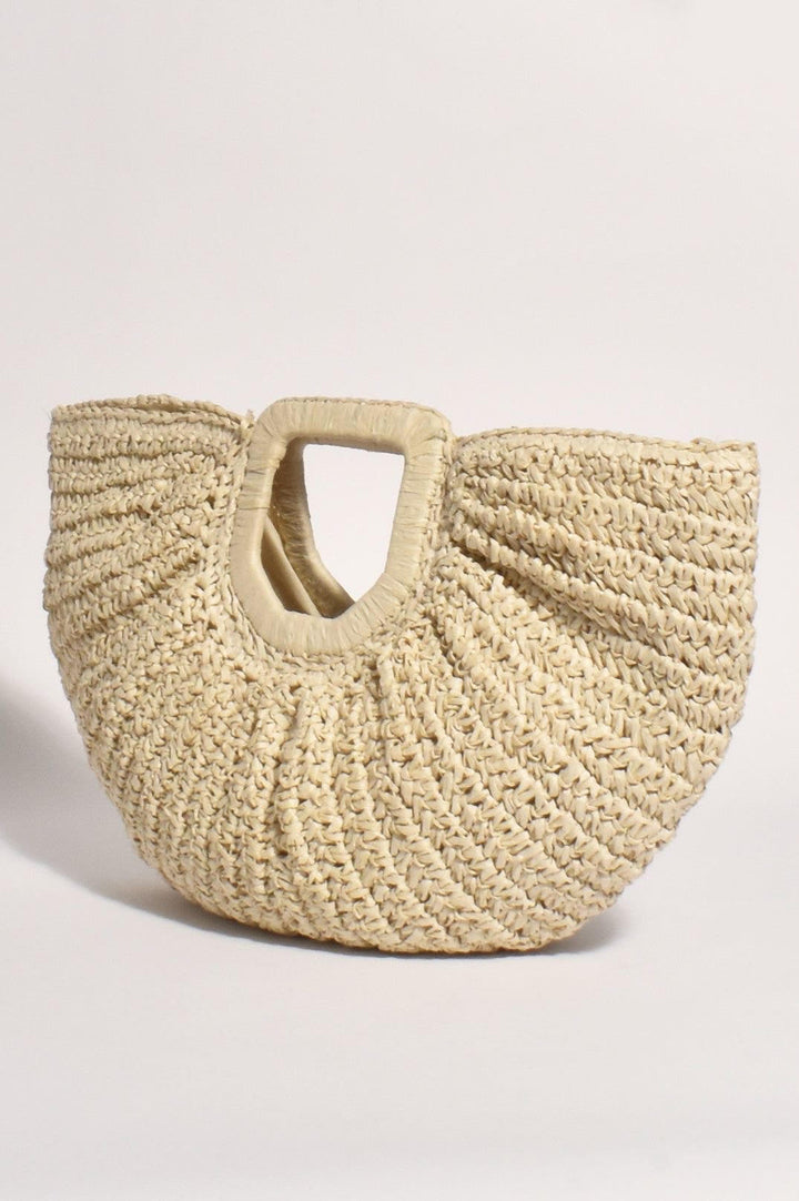 Half moon raffia bag beige