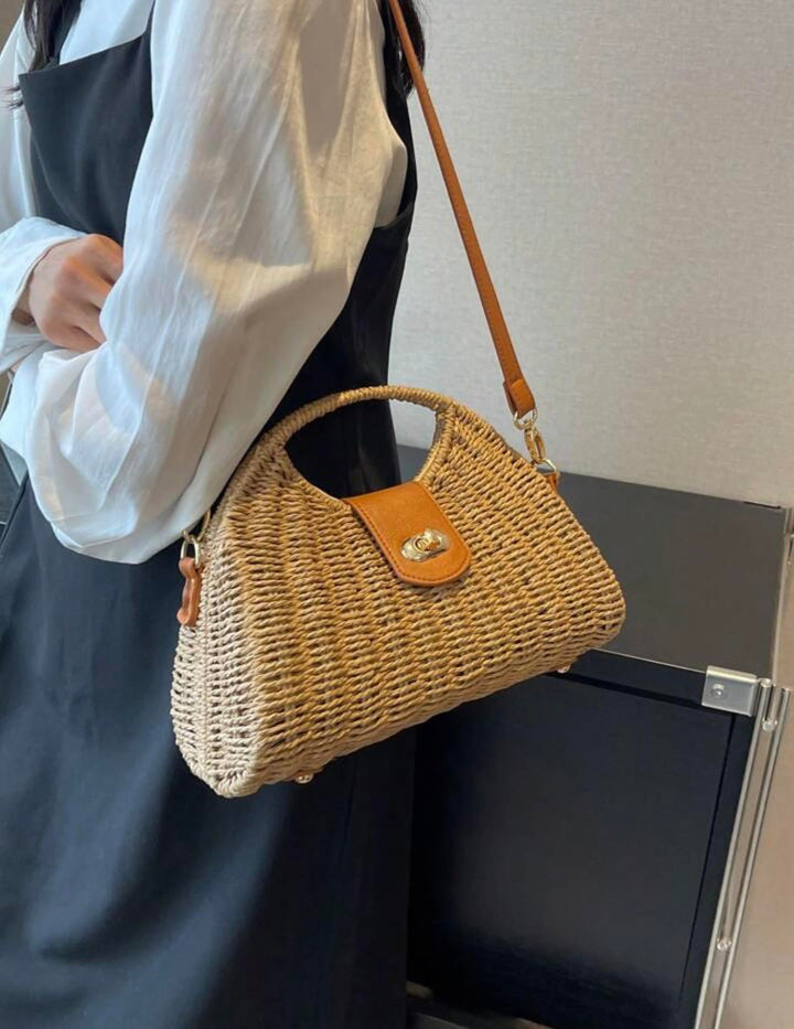 Twisted lock woven sling bag