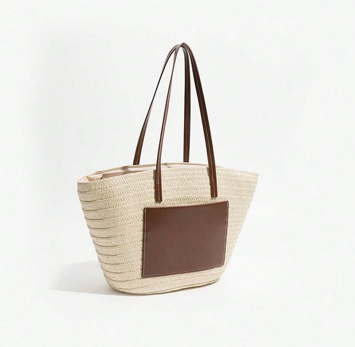 Straw stitch tote bag