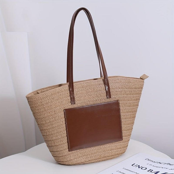 Straw stitch tote bag